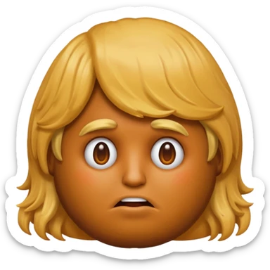 the poop emogi, a pile of poop in trumps image   none of those are what i want  i want the poop emogi with trumps face renbdered in poop, with an orange cast, and his wig on top nope  nope sticker