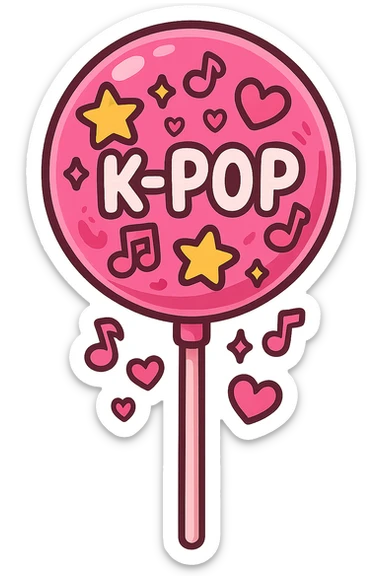 pink kpop fan lollipop, fun and sweet sticker