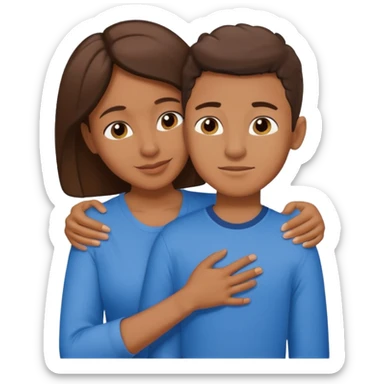 Mom and son hugging brownskin sticker