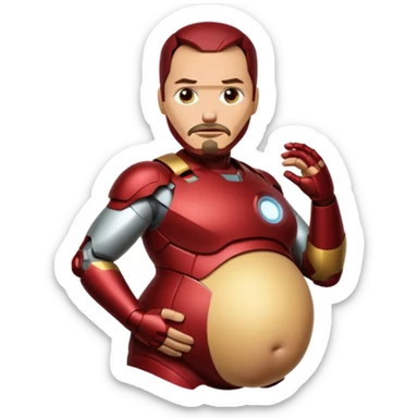 Ironman with a big belly like he’s pregnant  sticker
