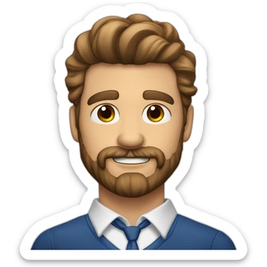 Hombre moreno con capello corto ondulado canoso, barba canosa sticker