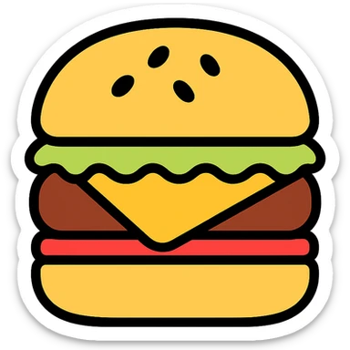 juicy cheeseburger icon with color outline sticker