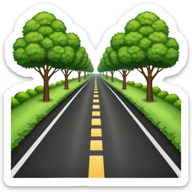 A long HORIZONTAL NOT VERTICAL road! (without lines) with trees and bushes on the sides and behindA long horizontal road (without lines) with trees and bushes on the sides and behind sticker