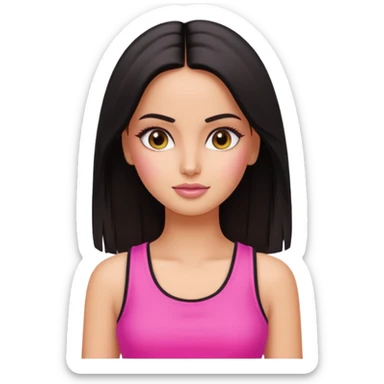 a pretty bratz emoji that looks like katrina kaif with straight side part hair wearing a neon pink sleeveless top
She should resemble Katrina Kaif. sticker
