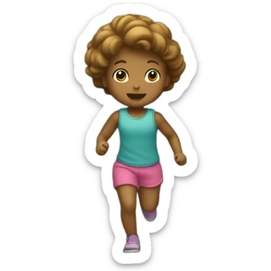 little doll running in the middle of the woods sticker