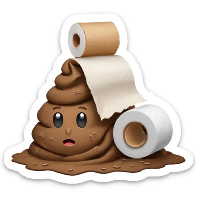 Poop with toilet paper in hand sticker