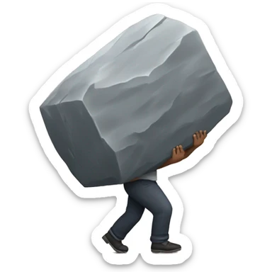 person carring big stone sticker