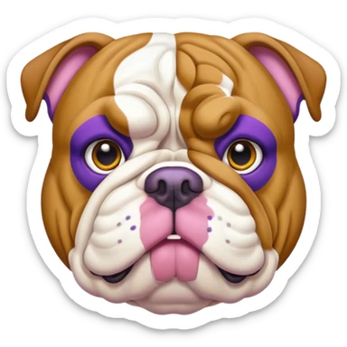 Purple English bulldog with gold trim sticker