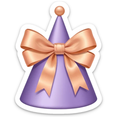 birthday hat with a bow, pastel purple and peach colors sticker
