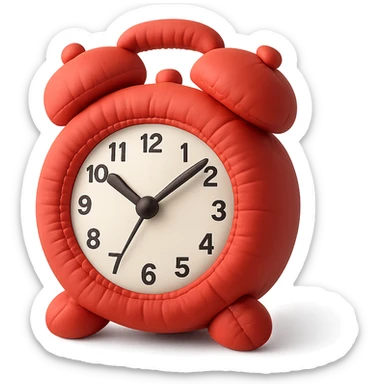 red vintage alarm clock sticker