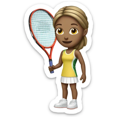 Tall White light skin tennis player female with racquet  sticker