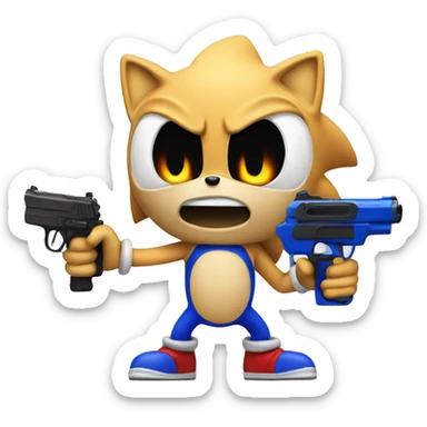 Sonic with a gun sticker