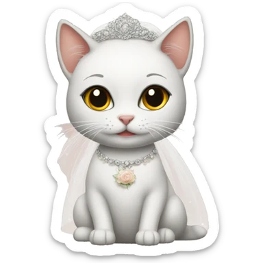 cat in bridal dress sticker