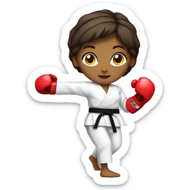 Karate girl with boxing gloves sticker