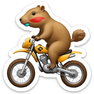 Capybara on a dirt bike sticker