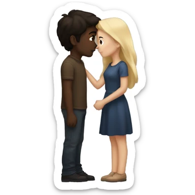 A couple in love kissing a dark brunette boy and a brunette girl and they are both pale sticker