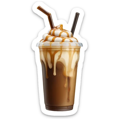 iced coffee with caramel drizzle on top sticker