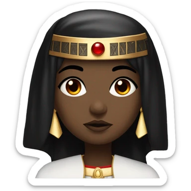 emo girl with black hair, red eyes, dressed as a priest with flowing robes, wearing a pharaoh headdress in black and red sticker