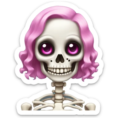 Cute skeleton with pink nails  sticker