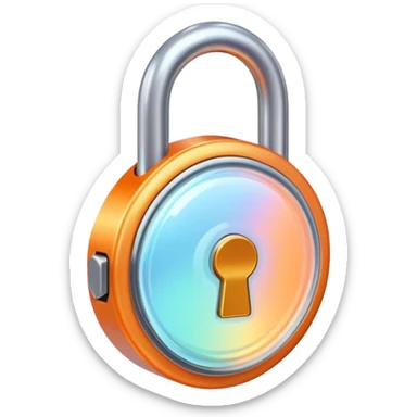 Holographic and glassmorphic light orange lock sticker