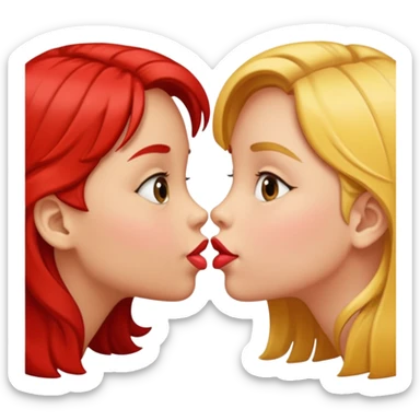 two 5 year old gals about to kiss on the lips, lips extremely close but not touching sticker