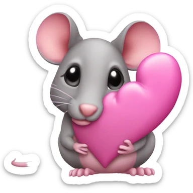 Rat heart pink sticker