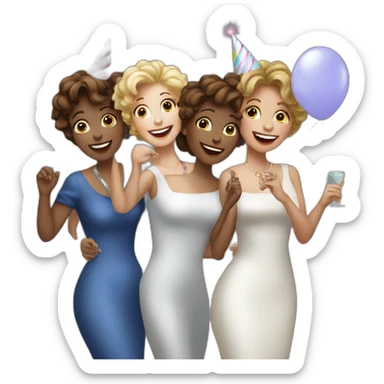 4 White ladies celebrating a birthday sticker