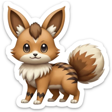 Meloetta-Eevee-Bobcat-Furret-Pokémon-Fakémon-fusion-creature sticker