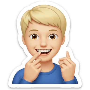 Emoji gêne et content qui mort un seule ongle Et on voit ses dents plus flatter  sticker