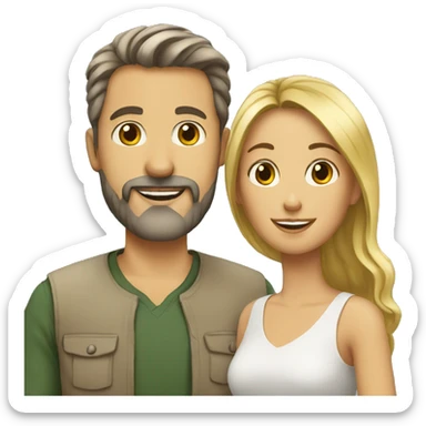 mixed couple , husband is french white man with a beard and wife is african sticker