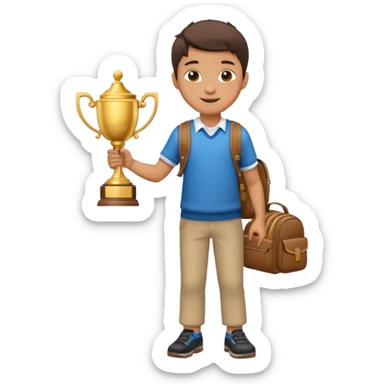 emoji of a full body boy with a school bag win a trophey sticker