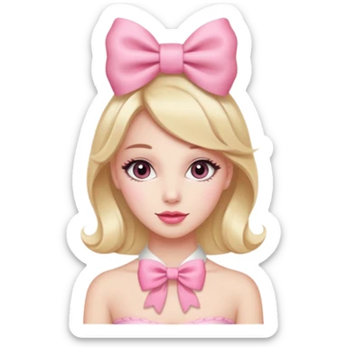 chica coquette, muy femenina, con lazo rosa sticker