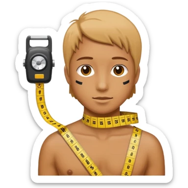 measuring tape wrapped around a figure sticker