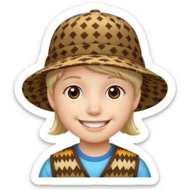 print hat with kid sticker