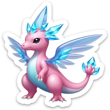 Shiny luminescent translucent diaphanous Diancie-Palkia-Amaura-Aurorus-Salamence-aesthetic-fusion sticker