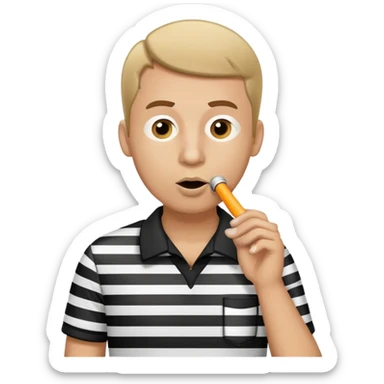 referee in black and white striped shirt blowing a whistle sticker
