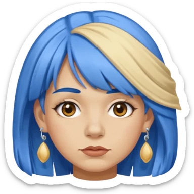 venice gondolier woman fat earring wearing blue hair face sticker