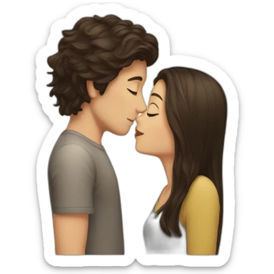 Long-haired-brunette-girl-kissing short haired brunette boy sticker