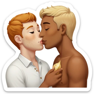 A brown man kissing a white ginger man sticker