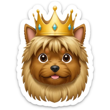 yorkshire terrier with a crown sticker