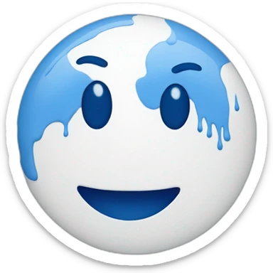 Emoji happy face with paint blue and white  sticker