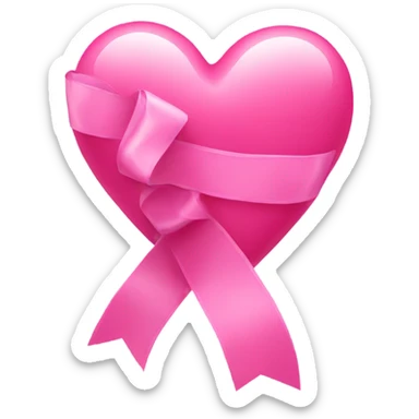 pink heart with ribbon sticker