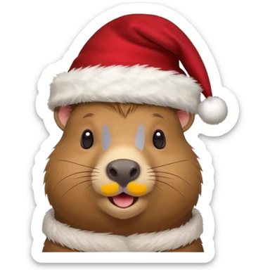 Capibara con gorro de navidad sticker