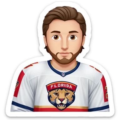 aaron taylor johnson wearing a florida panthers hockey jersey sticker