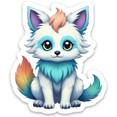 cute Kawaii edgy ethereal fantasy animal fursona Fionbri creature by griffsnuff & LiLaiRa & Falvie with exotic colors full body sticker