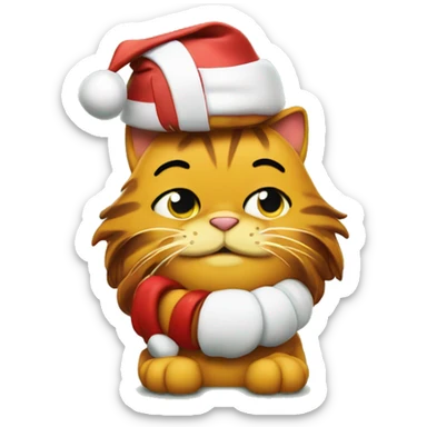 Garfield next to a Christmas tree sticker