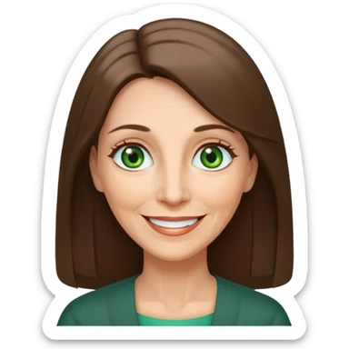 Pretty older woman with green eyes and long straight Ash-brown hair and long face  sticker