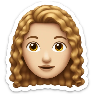 White girl with brown wave hair sticker