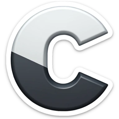 A white letter C with black background and white line crossing the C  sticker