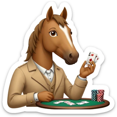 horse playing poker sticker